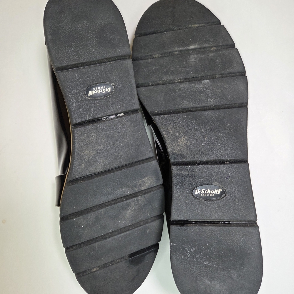 Dr. Scholl's Black Suede Patent Leather Slip On Flat Wedge Women's 9.5 Shoe B1 - Picture 6 of 7